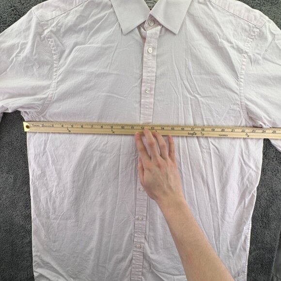 Thomas Pink Bulldog Long Sleeve Button Up Shirt Adult Size 17.5 35.5 Pink Check - Picture 5 of 15
